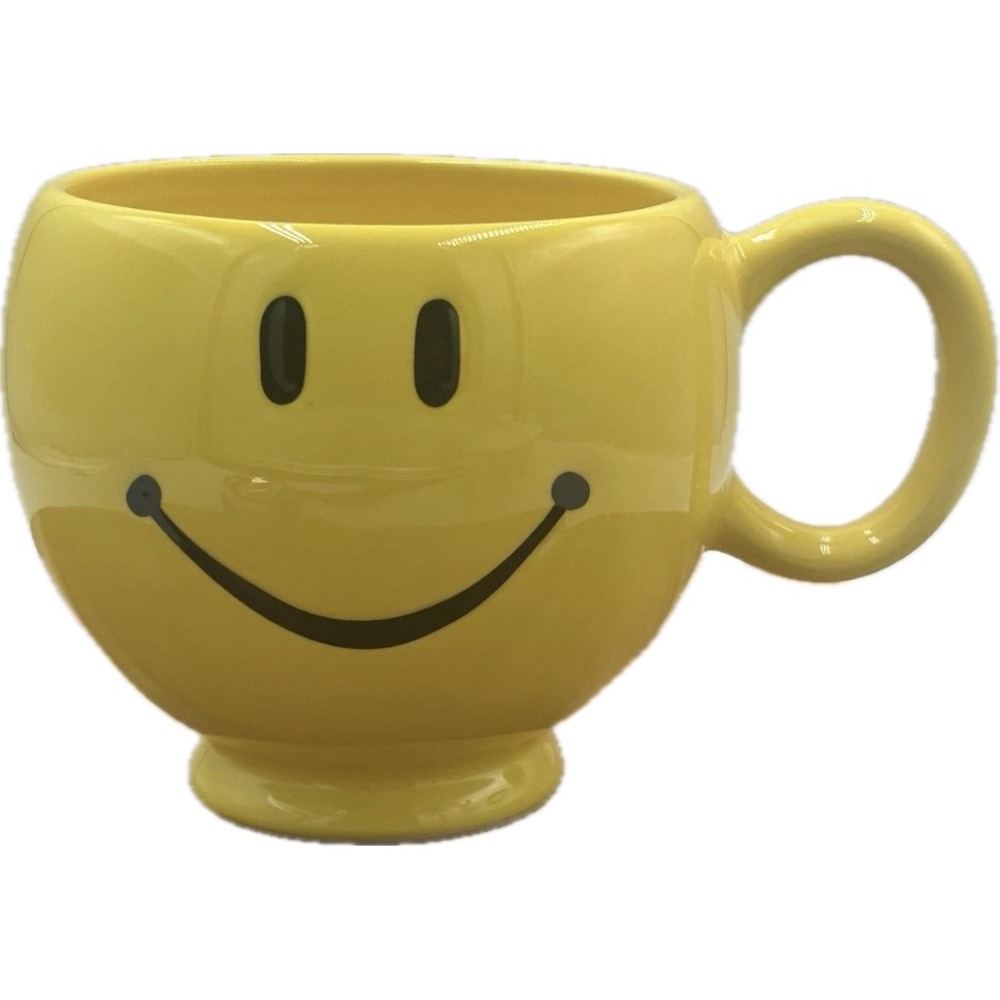 ICONIC BIG 20 Oz Happy Smiley Face Coffee Tea Cup Mug By Teleflora Bright Yellow
